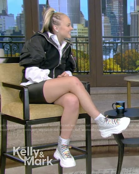 JoJo Siwa's crystal embellished platform sneakers on Live with Kelly and Mark