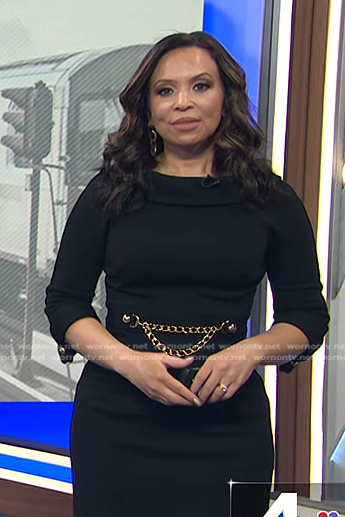 Adelle's black chain detail dress on Today