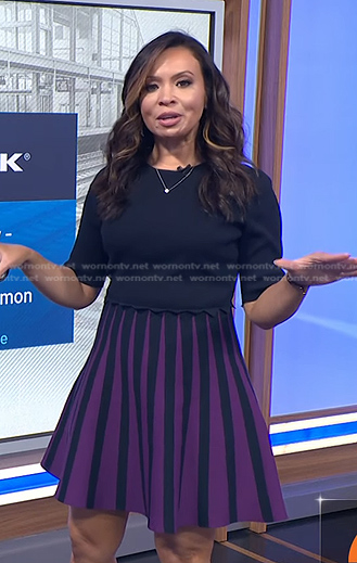 Adelle's navy and purple striped knit dress on Today