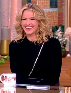 Sara's black zip front sweater on The View