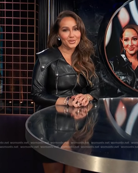 Adrienne's black leather moto jacket