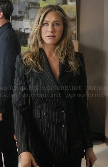 Alex's black pinstripe blazer on The Morning Show