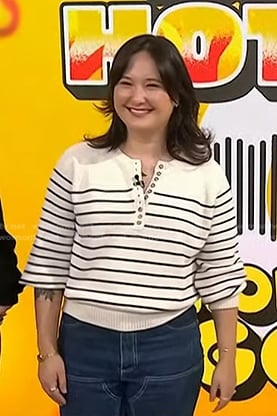 Alex Sujong Laughlin's white striped sweater on Today