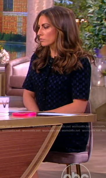 Alyssa's black printed mini dress on The View