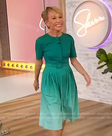 Barbara Corcoran's teal ombre belted dress on Sherri