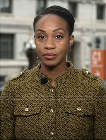 Blayne Alexander's yellow military tweed jacket on NBC News Daily