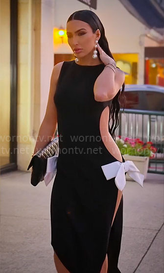 Bre's black cutout gown with bows on Selling Sunset
