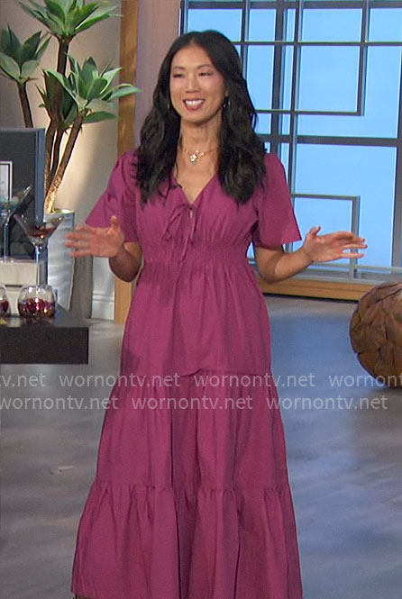 Chi-Lan Lieu's magenta maxi dress on The Talk