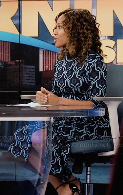 Chris's blue monogram print sweater on The Morning Show