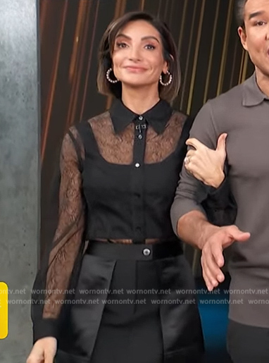 Courtney's black lace blouse on Access Hollywood