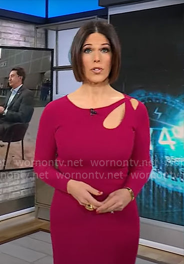 Dana Jacobson's pink cutout shoulder dress on CBS Mornings