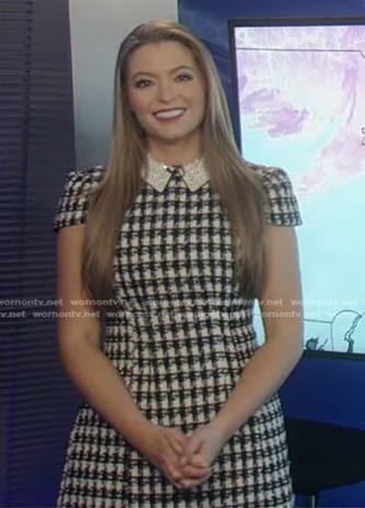 Dani Beckstrom's embellished collar tweed dress on Good Morning America