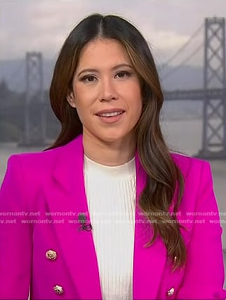 Deirdre's pink double breasted blazer on NBC News Daily