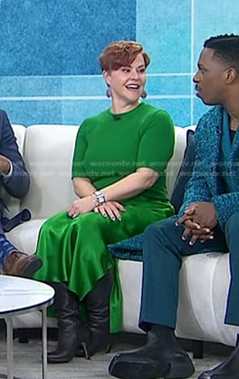 Dr. Jennifer Hartstein's green ribbed top and satin skirt on Today