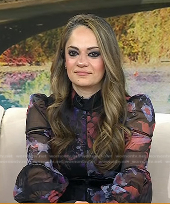 Dr. Nooshin Hosseini's black floral sheer blouse on Today