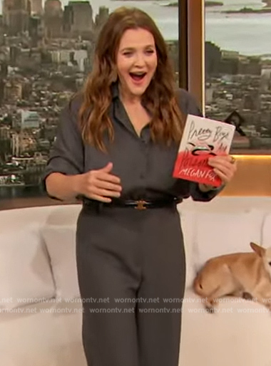 Drew's gray shirt and pants on The Drew Barrymore Show