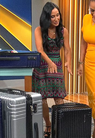 Elizabeth Werner's green and pink patterned dress on CBS Mornings