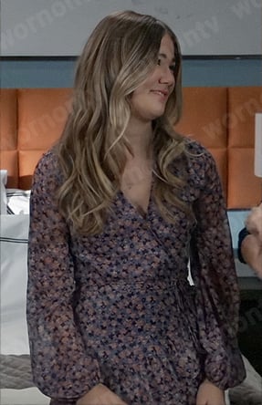Emma's purple floral wrap dress on General Hospital