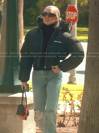 Erika's black cropped down jacket on The Real Housewives of Beverly Hills