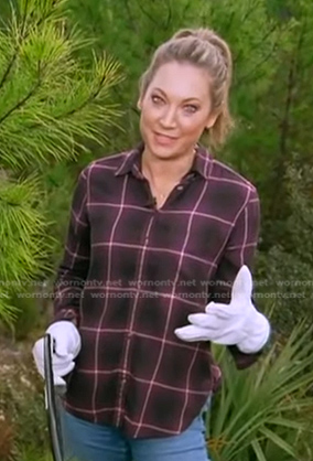 Ginger's burgundy plaid shirt on Good Morning America