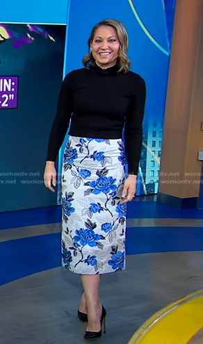 Ginger's grey floral pencil skirt on Good Morning America