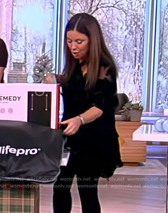 Gretta Monahan's black asymmetric lace dress on The View