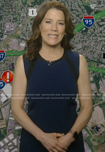 Heather's navy and black colorblock dress on Good Morning America