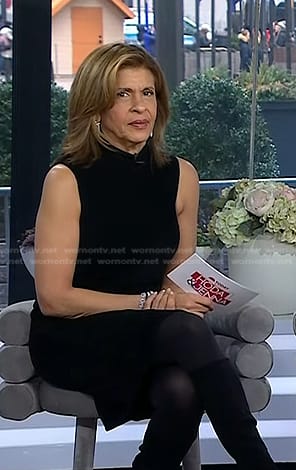 Hoda's black sleeveless mock neck dress on Today