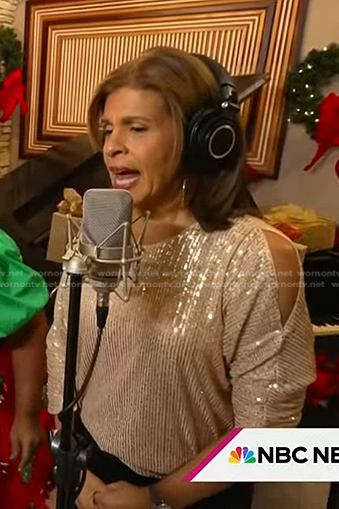 Hoda's sequin cutout shoulder top on Today