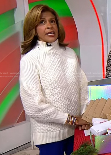 Hoda's white textured ribbed sweater on Today