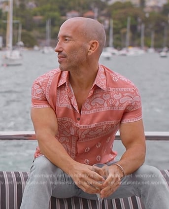 Jason's red bandana print shirt on Selling Sunset