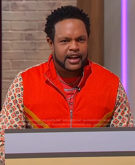 Jawn's printed jacket on Sherri