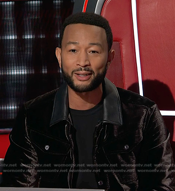 John Legend's black crocodile velvet jacket on The Voice