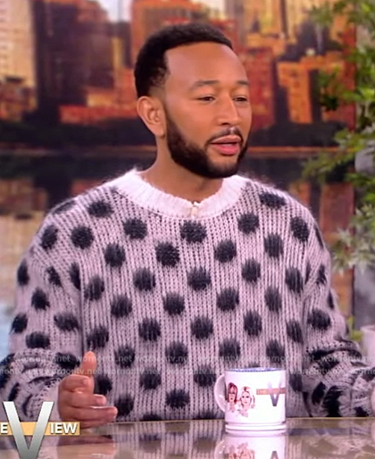 John Legend's gray polka dot mohair sweater on The View