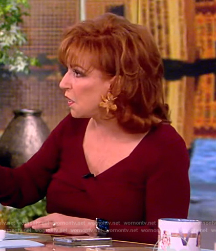 Joy's maroon twist neck sweater on The View