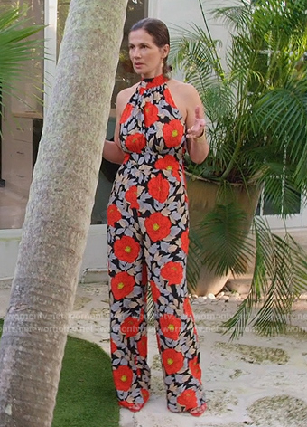 Julia's red floral print jumpsuit on The Real Housewives of Miami