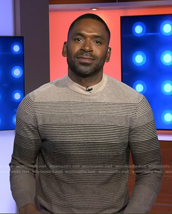Justin's beige striped sweater on Today