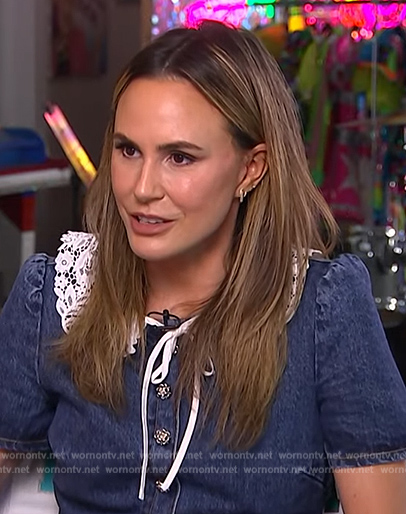 Keltie Knight's denim lace trim mini dress on E! News