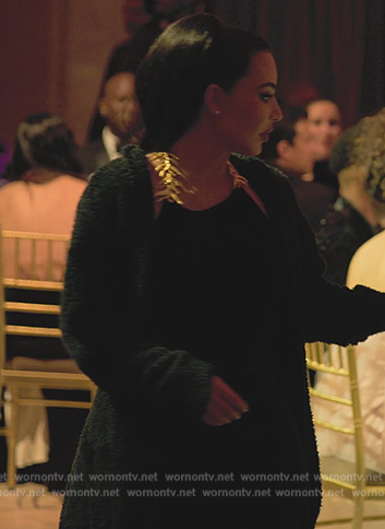 Kim's halter gown with gold detail on The Kardashians