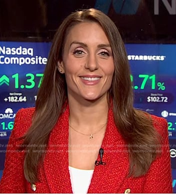 Kristina Partsinevelos's red tweed blazer on NBC News Daily