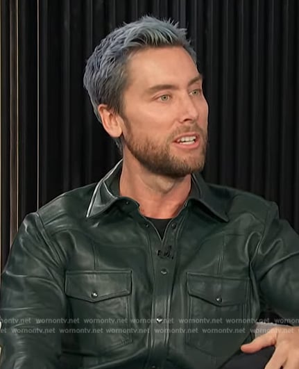 Lance Bass's green leather jacket on E! News