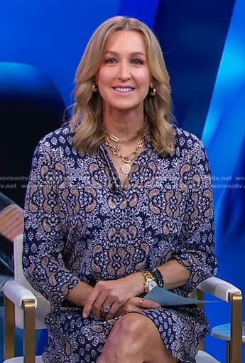 Lara's blue paisley print dress on Good Morning America