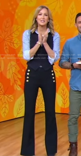 Lara's navy sailor pants on Good Morning America