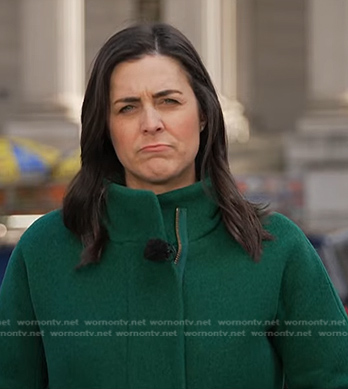 Lindsey Reiser's green zip coat on NBC News Daily