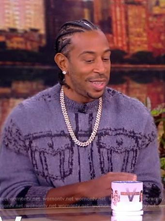 Ludacris's gray shirt patterned sweater on The View