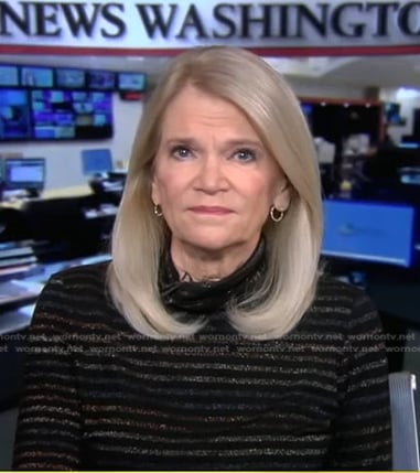 Martha's metallic striped turtleneck sweater on Good Morning America