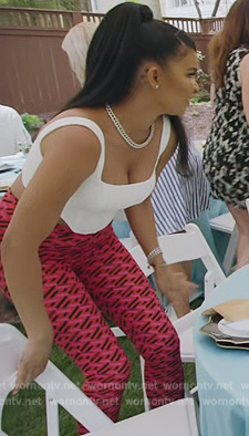 Mia's pink geometric print leggings on The Real Housewives of Potomac