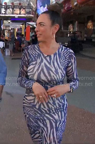 Michelle Miller's blue zebra print dress on CBS Mornings