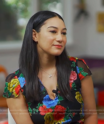 Morgan's black floral high and low dress on NBC News Daily