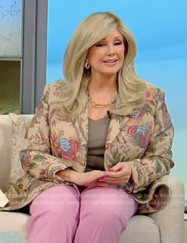 Morgan Fairchild's floral embroidered blazer on Tamron Hall Show